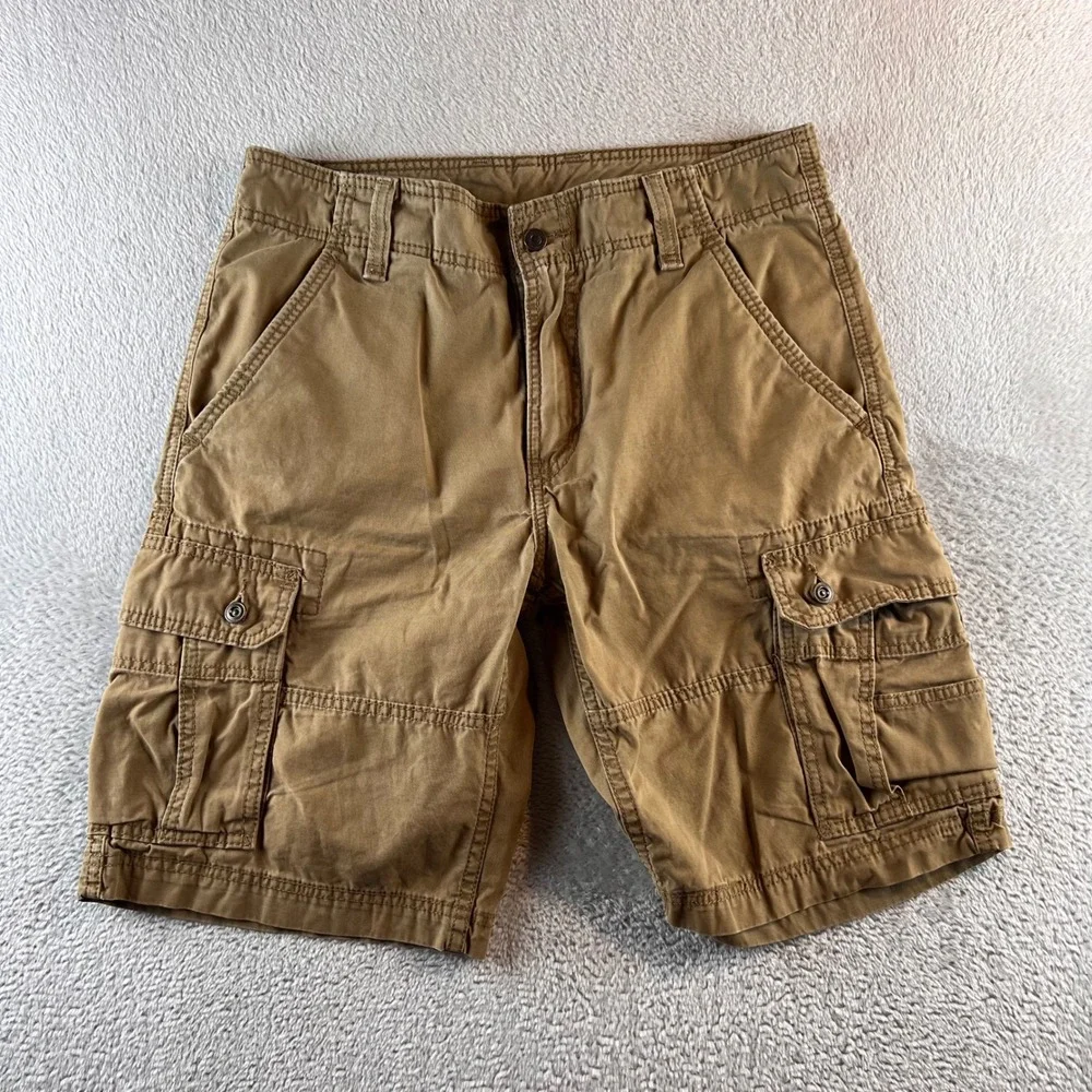 Levis Mens Cargo Shorts Tan Khaki Cotton Multi Pocket Casual Outdoors Size 32