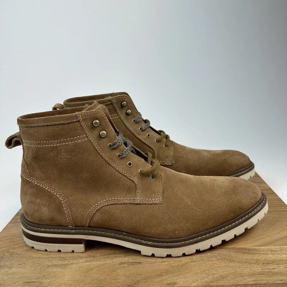 New Mens‎ Johnston & Murphy Barrett Plain Toe Boot Suede Leather Shoes Size 13 M