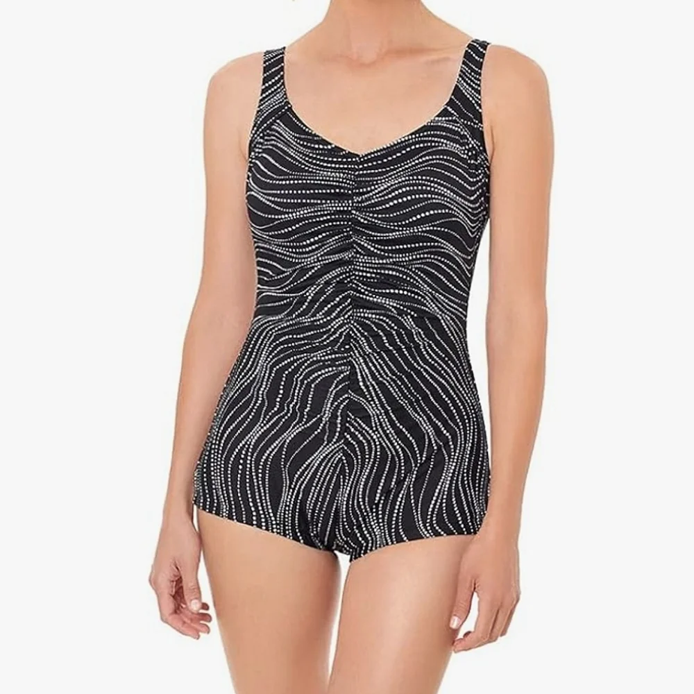 Penbrooke Swimwear Tidal Wave Shirred Front Tummy Control One‎ Piece Swimsuit