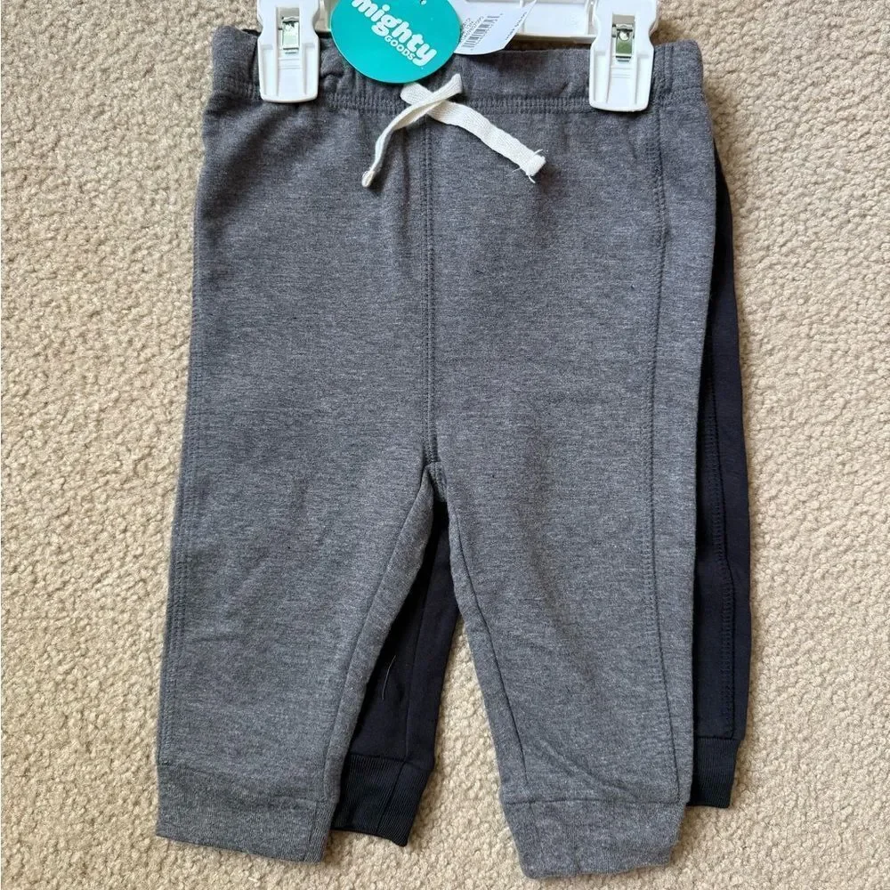 Mighty goods baby boy Gray and Black Jogger Pants size 12M 2 piece