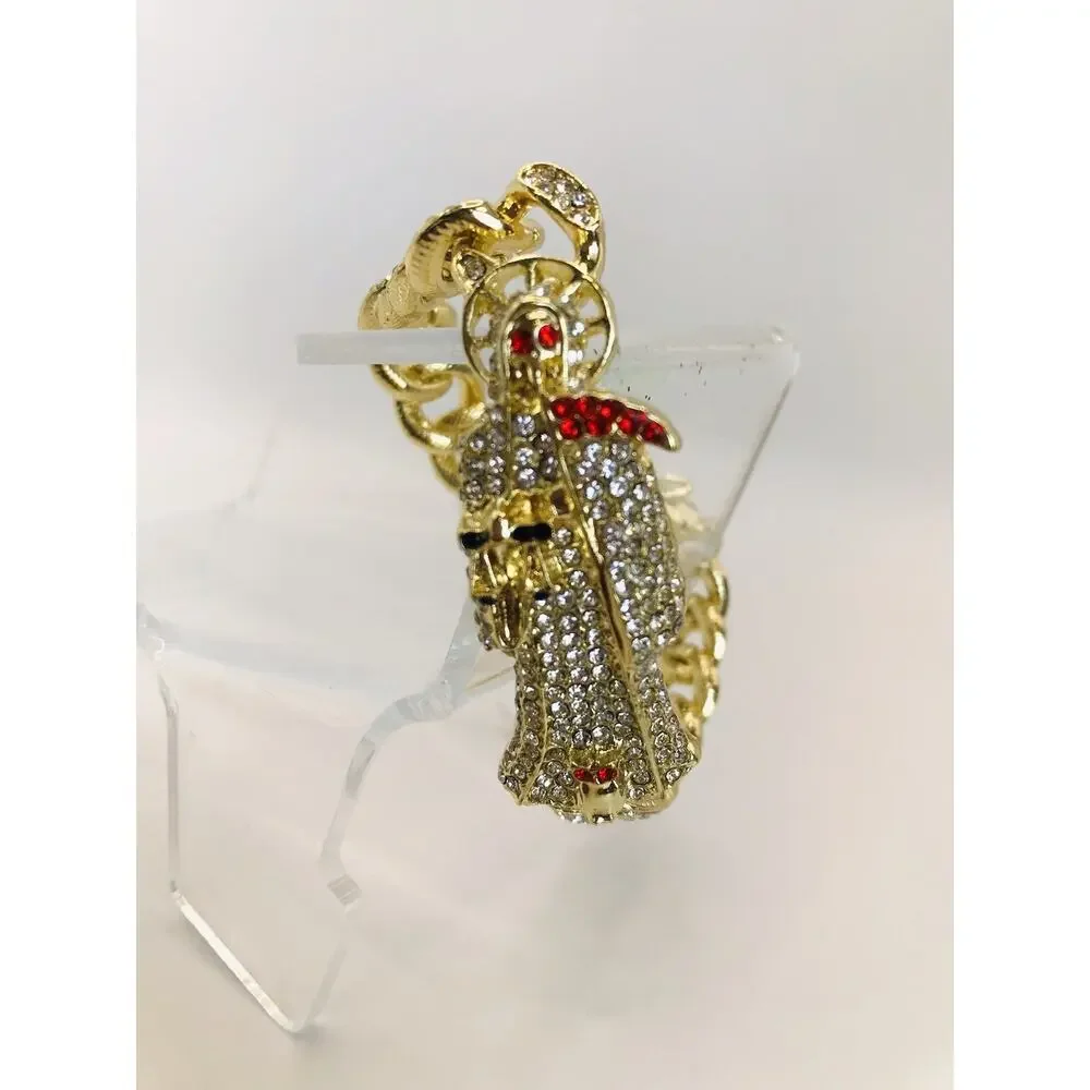 Santa Muerte Cuban Link Bracelet, 7.87