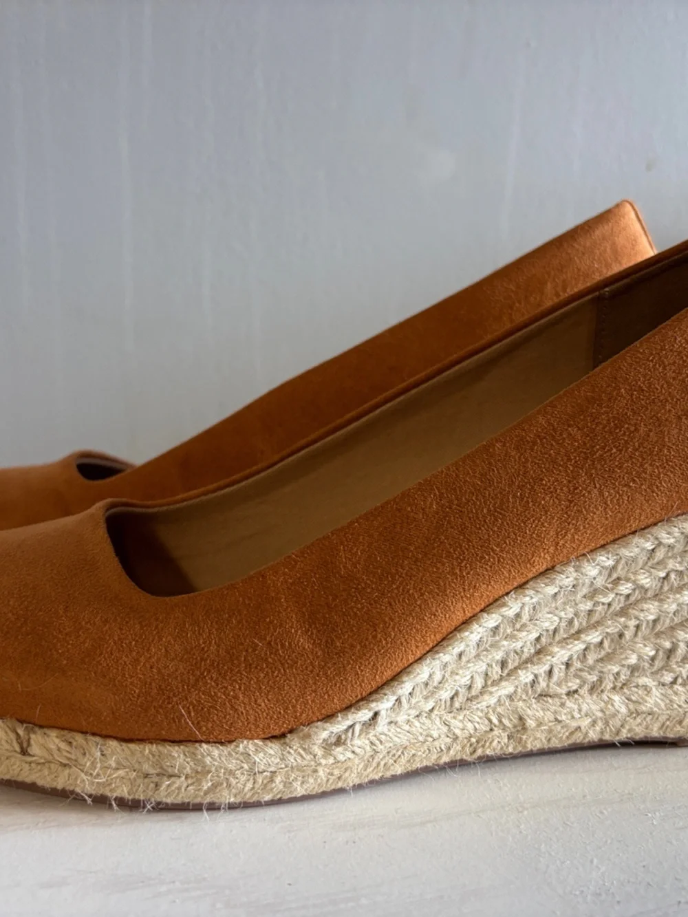J. Crew Suede Espadrille Wedge in Tan