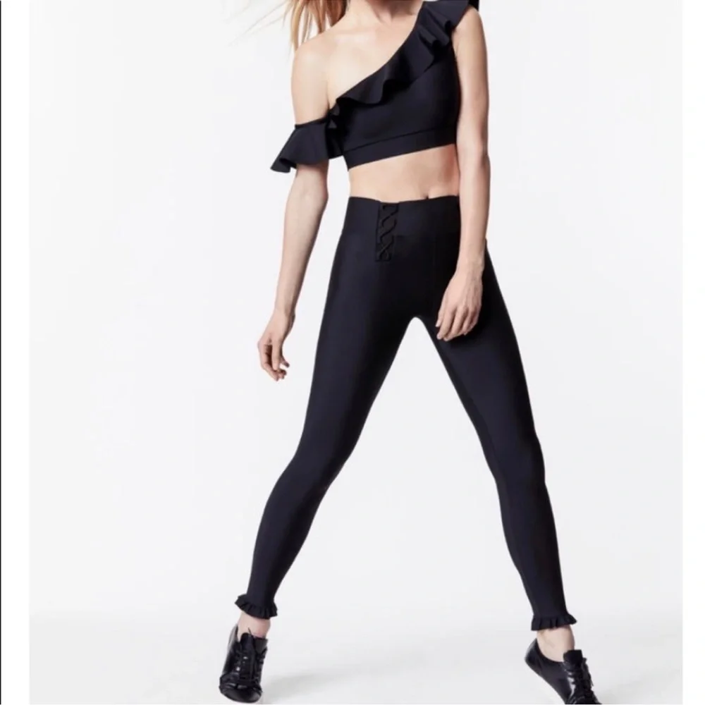 Carbon38 Ruffle Ankle Leggings Size‎ Small