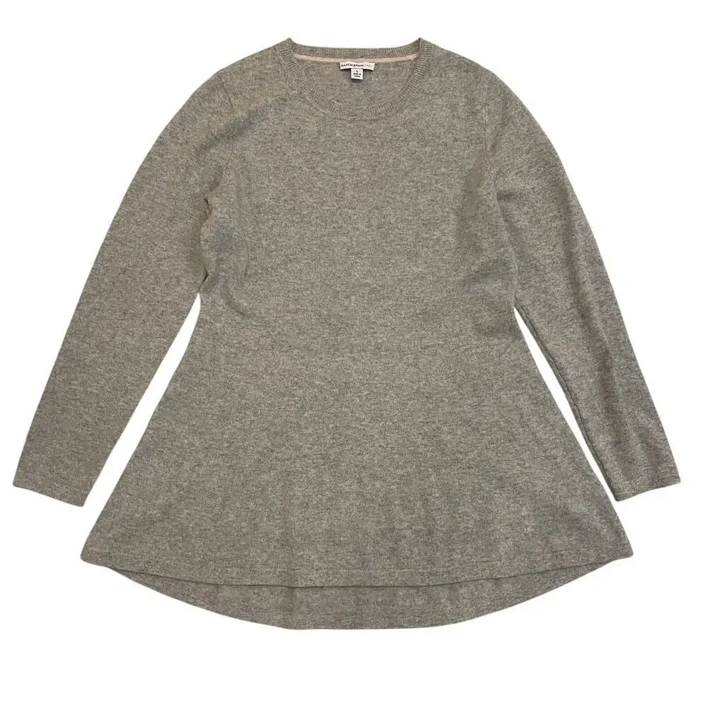 Isaac Mizrahi Flounce Pure Cashmere Mini Dress | Heather Gray Sweater, Small