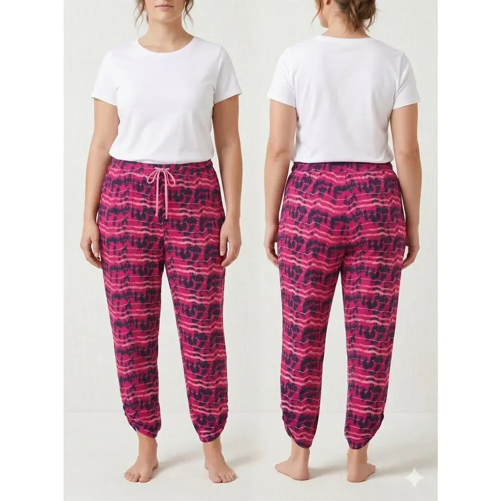 Cuddl Duds Smart Comfort 3X Jogger Pants Purple Drawstring Poly Spandex