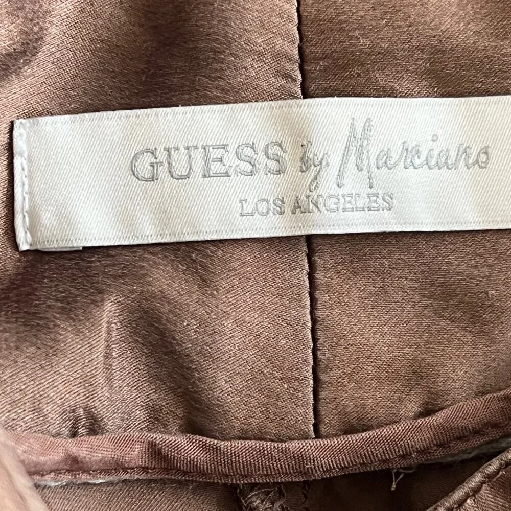 Y2K GUESS BY MARCIANO‎ 100% Brown Silk Cargo Pants Size 42 (10)