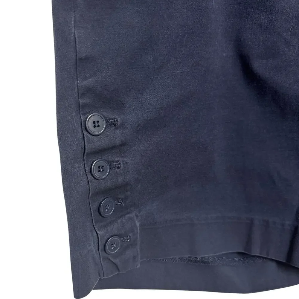 Talbots Flat Front Mid Rise Cotton Shorts Blue 14