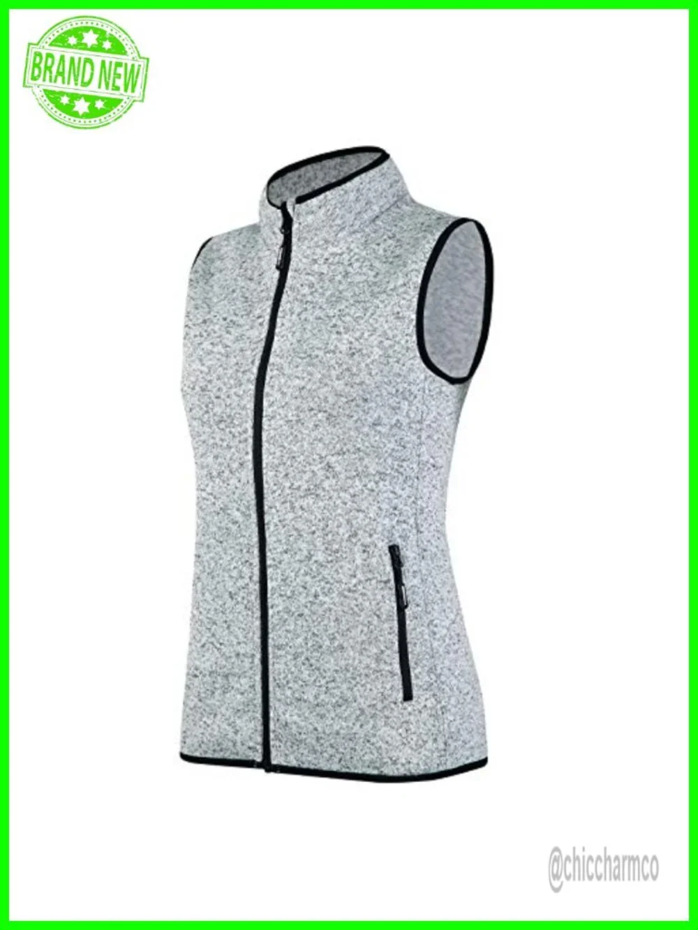 Zip Up Fleece Vest with Zipper Pockets Athletic Sleeveless Sweater Jacket