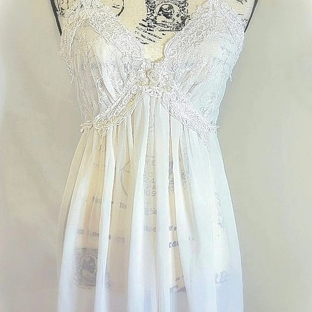Vintage Wisteria Diane Samandi Ivory Slip Babydoll Bridal Lingerie Medium Rare