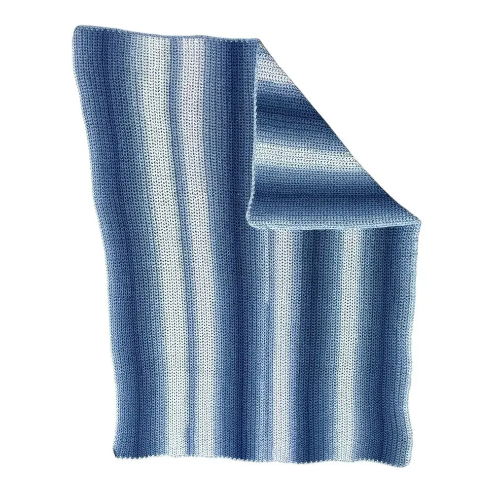 Handmade Afghan Light Dark Blue Ombre 39