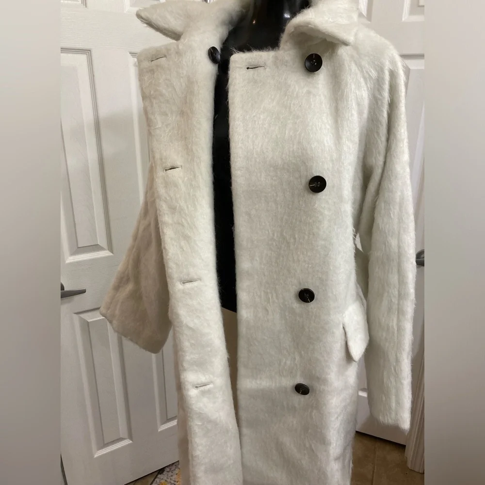 New Topshop Doubled-Breasted Trench – Size US 8 - Ivory