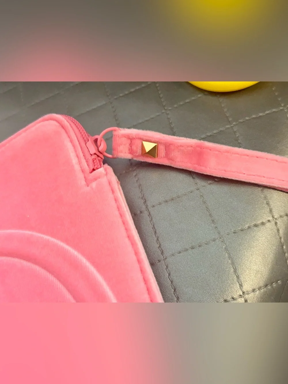 Valentino  Pink Embossed V Logo large Soft Velvet Laptop Sleeve
