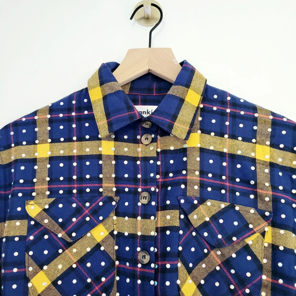 NWT Frankie B Rhinestone Jacket Plaid Flannel LA Streetwear RODEO FESTIVAL Rare