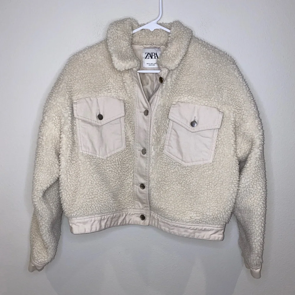 Zara Sherpa‎ Jacket Size XS Cream Off White