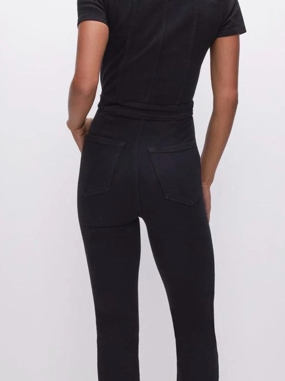 Good American Black Denim Jumpsuit