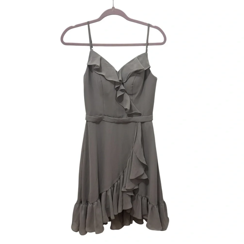 JJ’s House Silver Ruffle Midi Dress Size 0