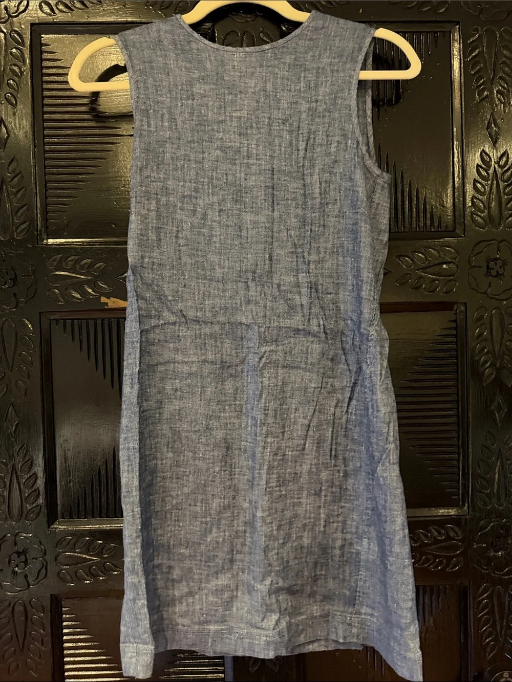Theory Sleeveless Chambray Midi Dress in Light Blue