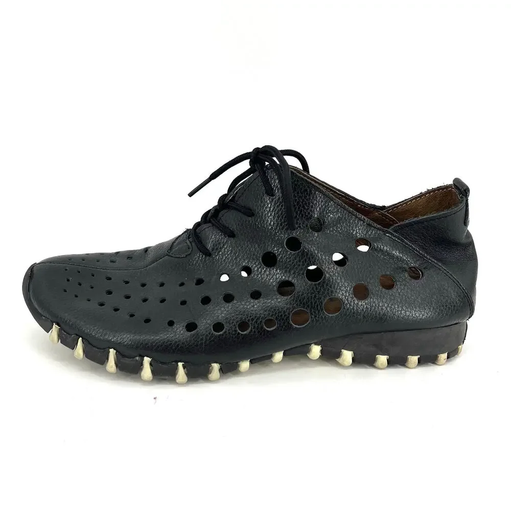 Litfoot Women's‎ black perforated leather Oxford comfort shoes LF9010 EU37 US6.5
