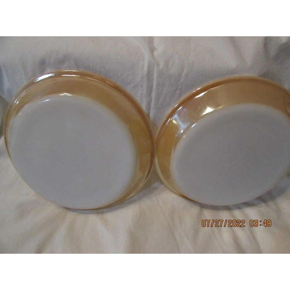Set Of 2 Vintage Fire King 460 Peach Luster 9 Inch Pie Plates USA Made 1942-45