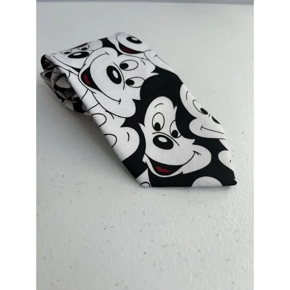 Mickey Unlimited by Balancine Inc VTG Disney Black and White‎ Graphic Print Tie
