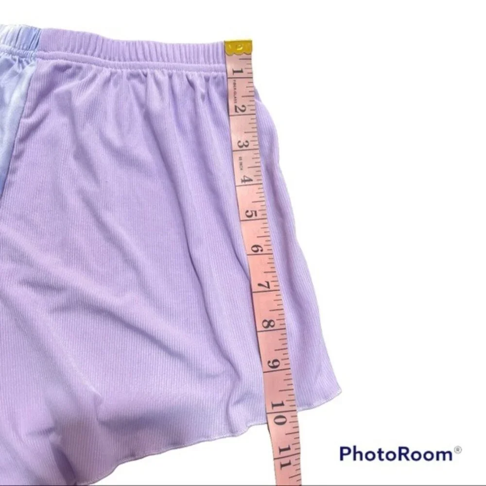 ROMWE Lavender Tie Dye Pajama Short & Longsleeve Crop Top Size Small & Cotton