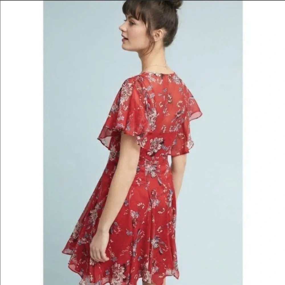 Anthropologie red sheer