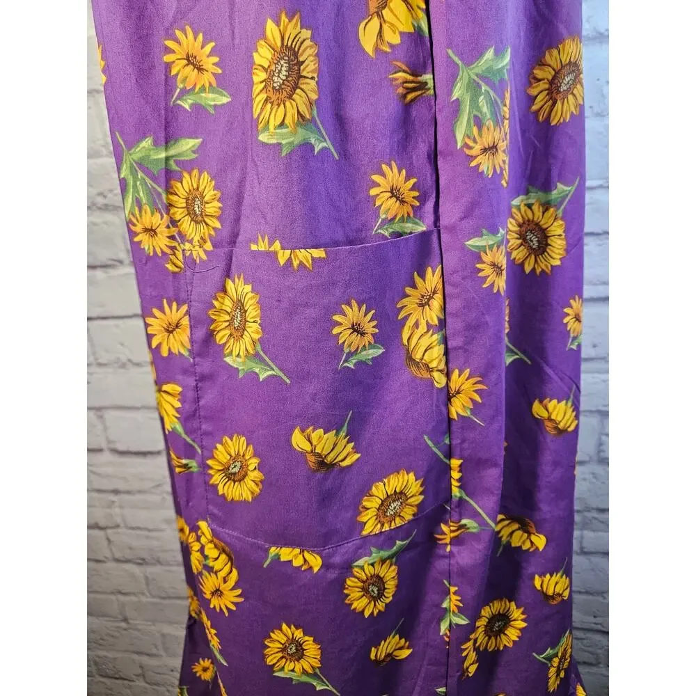 Anthony Richards Purple Sunflowers Mumu Dress Size Large New Lightweight SS‎