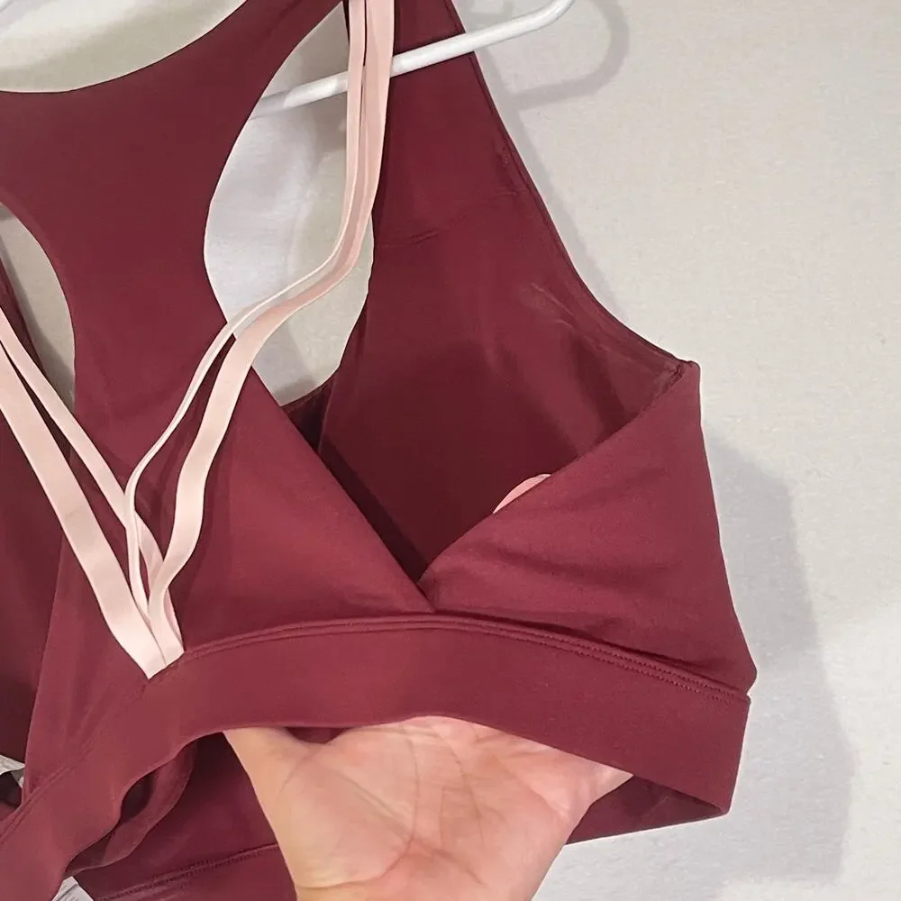 Fabletics Kessler Medium Impact Sports Bra Womens Plus 3X 20-22 Dark Red NWT