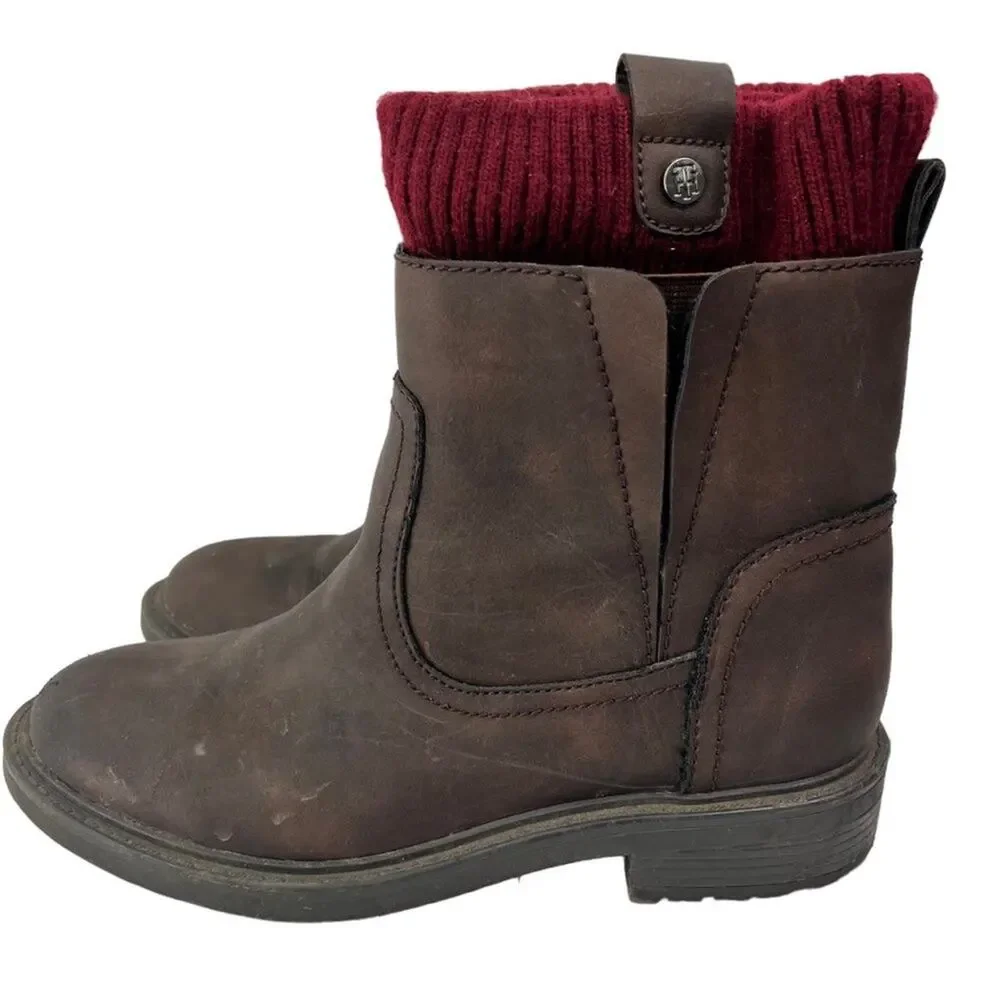 Tommy Hilfiger Boots Womens  6.5 Brown Ankle Boots slip-on sock
