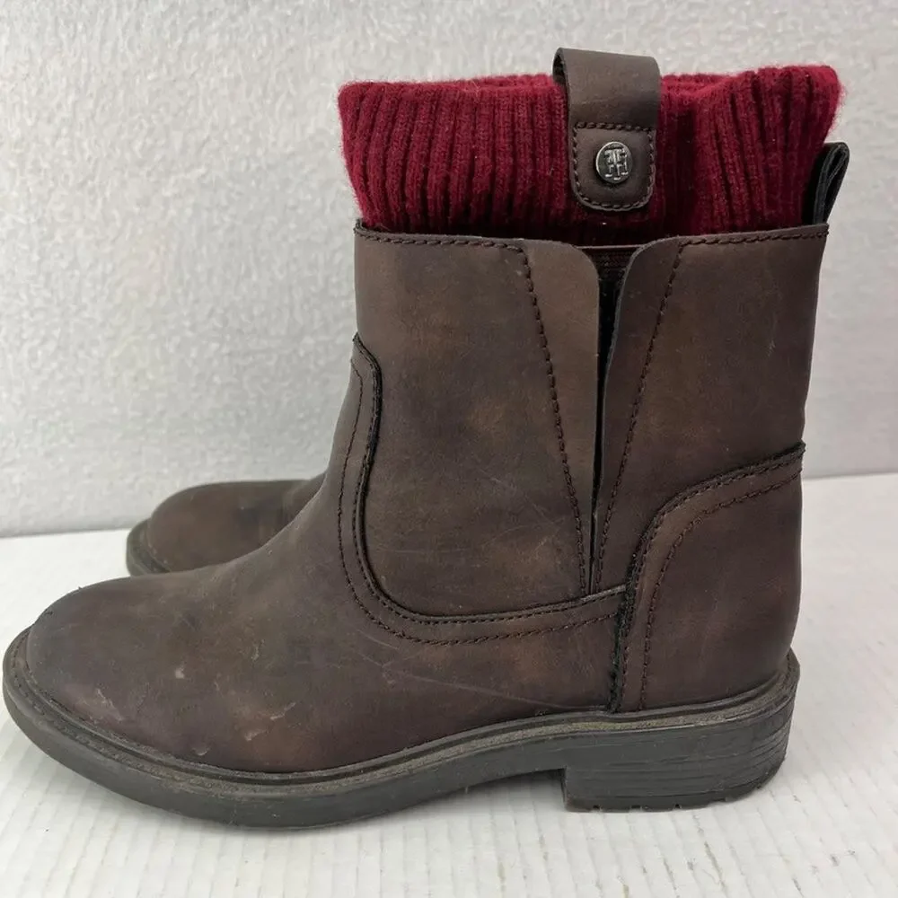 Tommy Hilfiger Boots Womens  6.5 Brown Ankle Boots slip-on sock