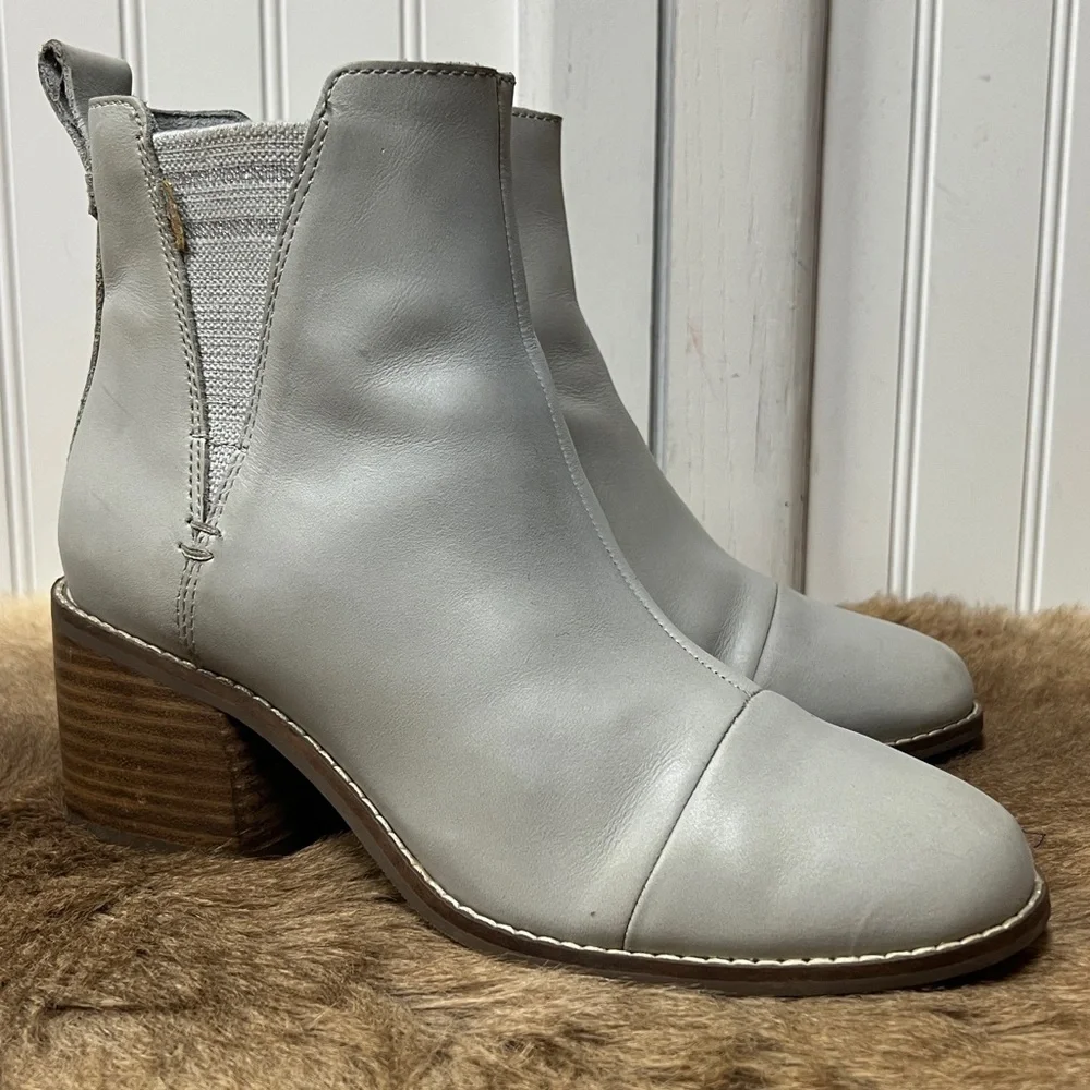 Toms Esme Leather Ankle Boots Booties 7