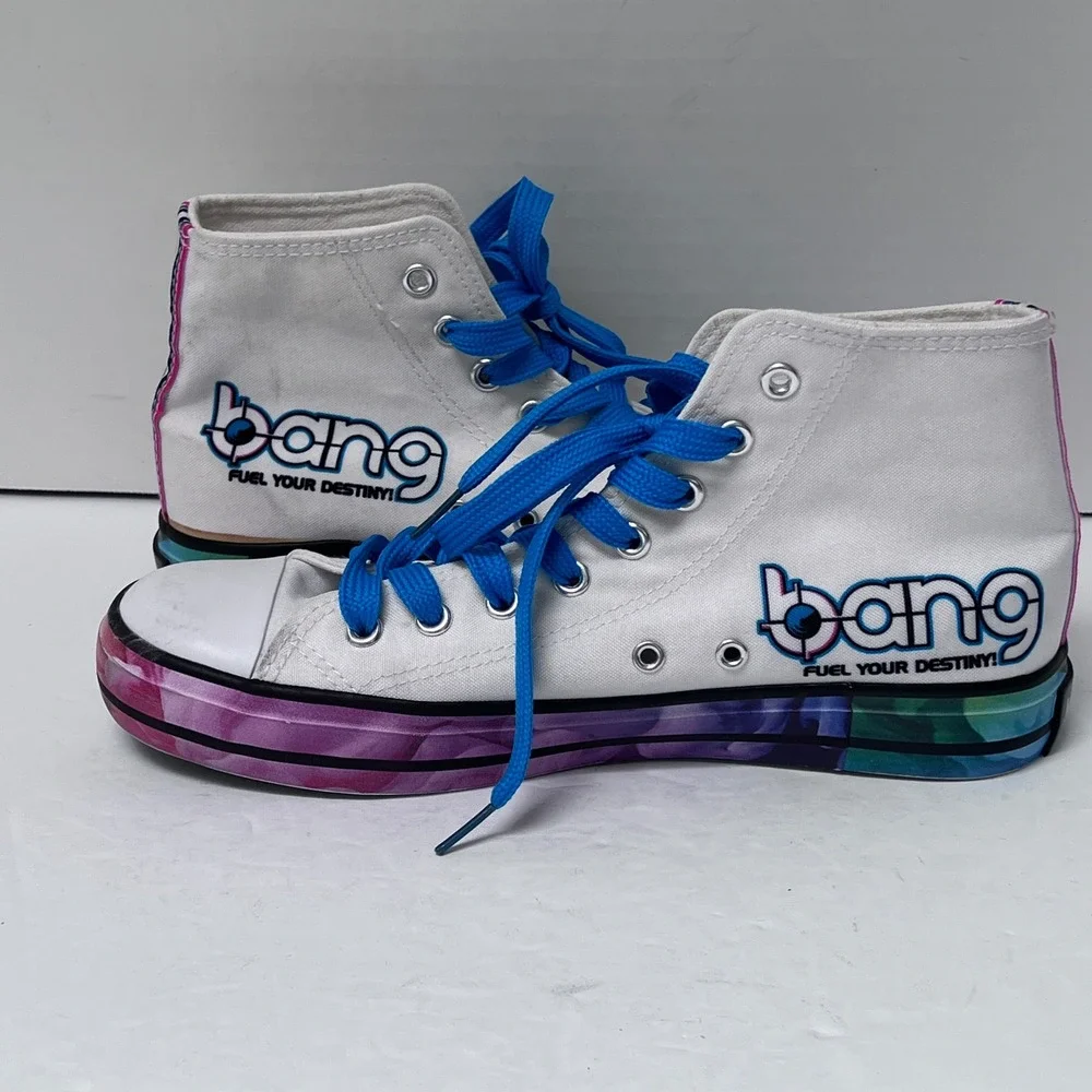 Bang Energy‎ Drink White High Top Sneakers Womens Size 7.5 / Mens 6.5