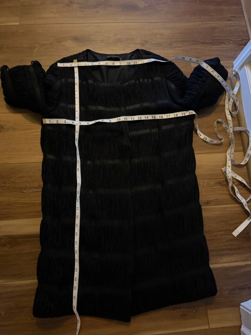 Vera Wang black metallic yarn coat. See measurements