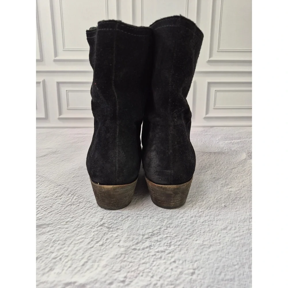 Frye Womens Size 9 M Suede Leather Farrah Wave Short Bootie Black Pull On
