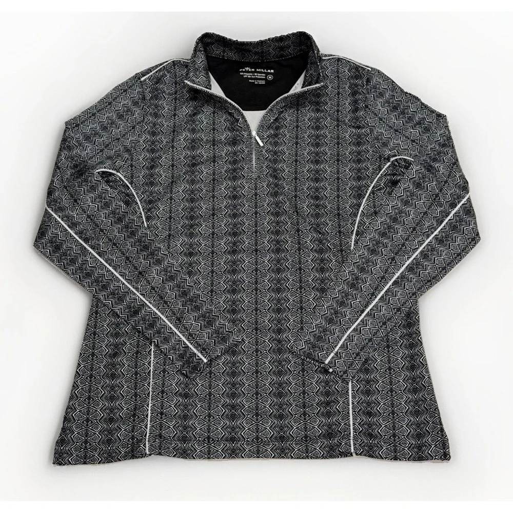 Peter Millar Perth Performance 1/4 Zip Raglan Pullover Geometric Print Women's M