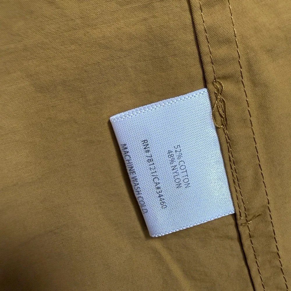 Eileen Fisher Cascade Collar Trench Coat Women Large Gold Tie Waist Nylon Cotton