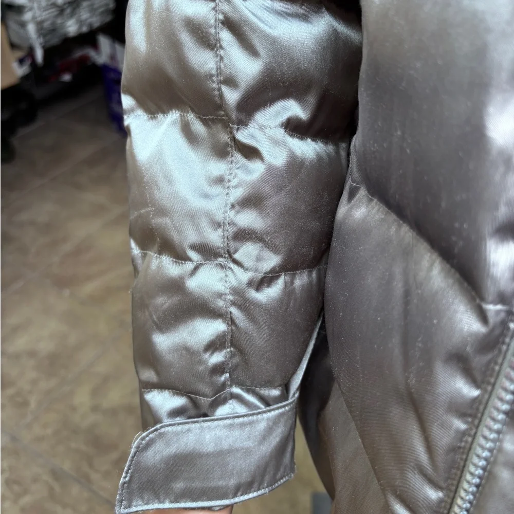 Spyder Silver Puffer Jacket Faux Fur Hooded Coat Juniors 14