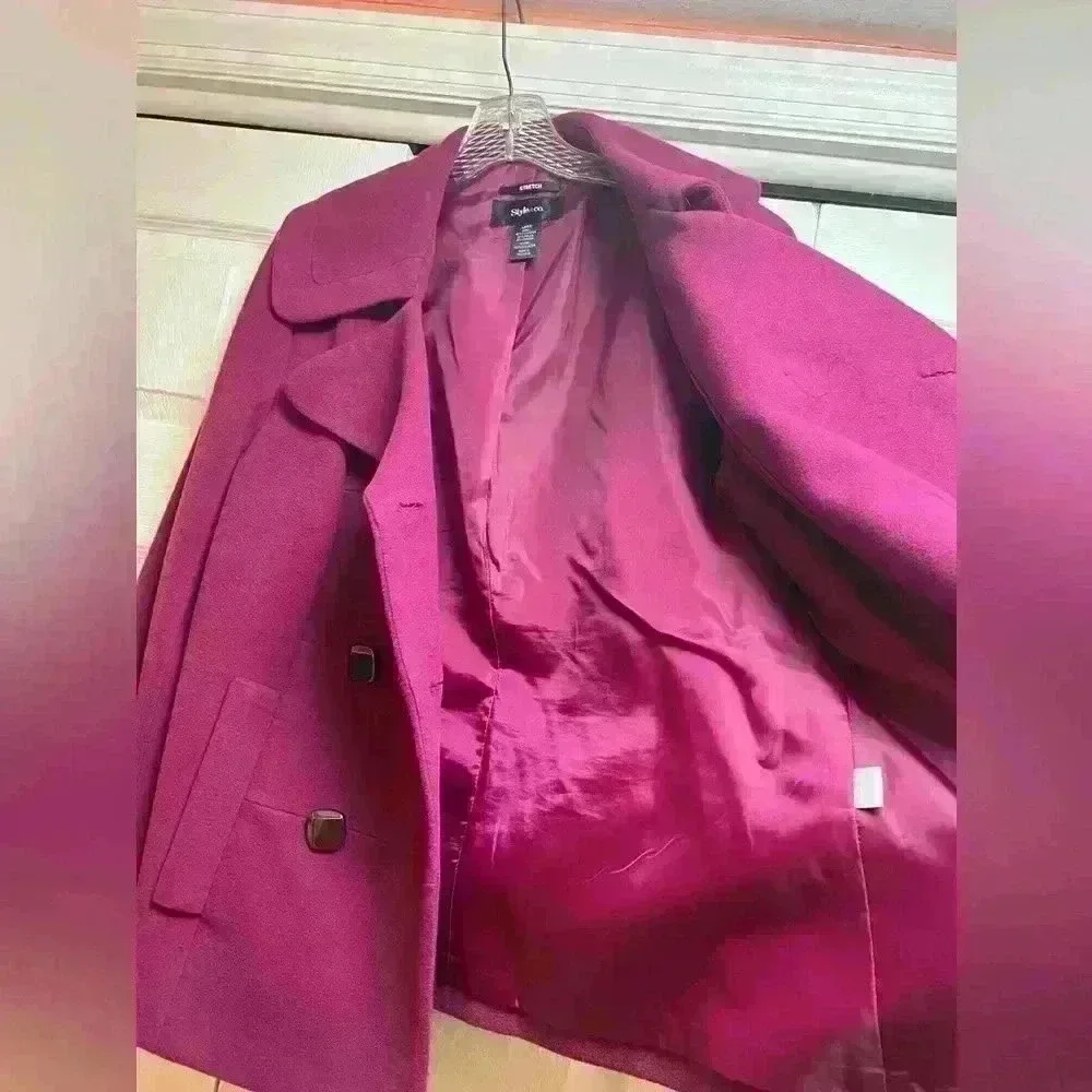 In Perfect condition Style & Co. Purple Double Breasted Button women Jacket SZ L
