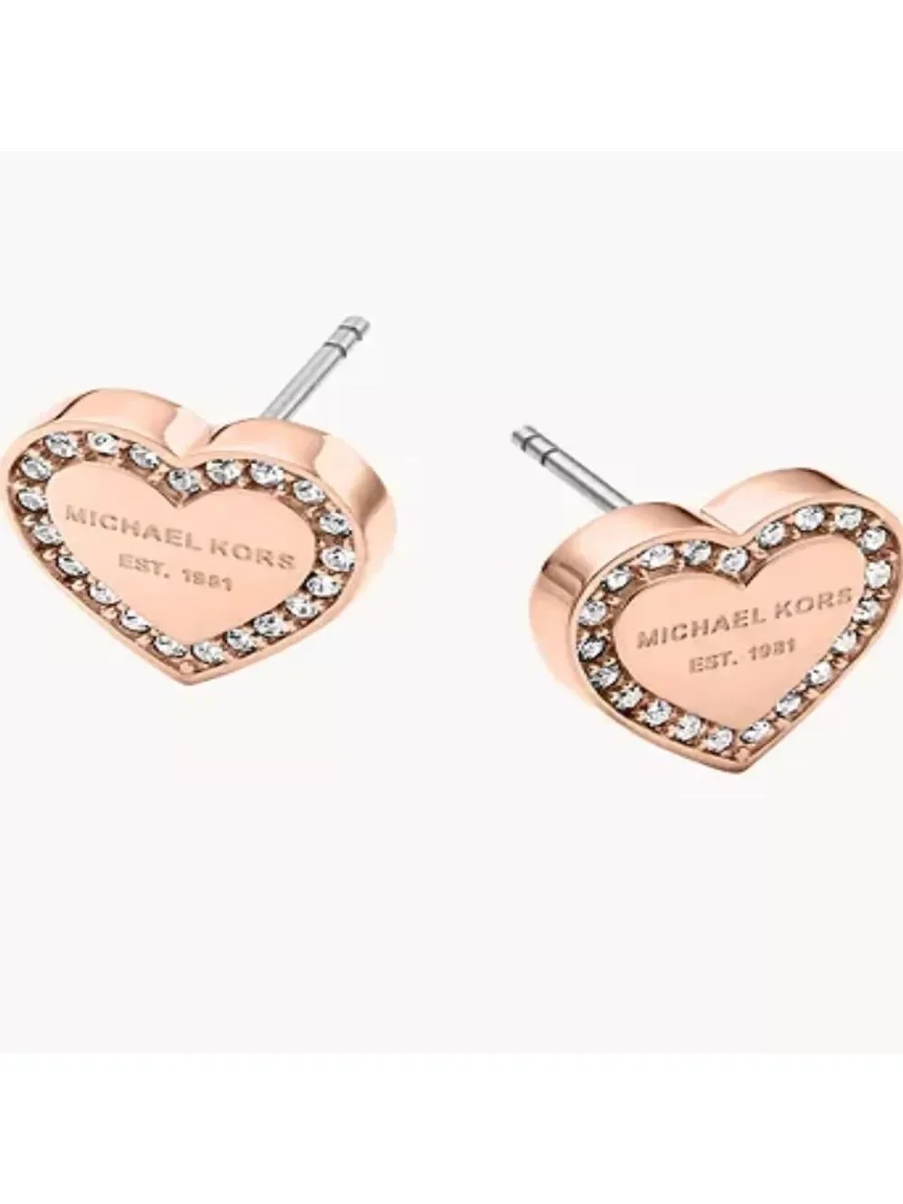 Michael Kors Pave Heart Earrings Rose Gold Tone NWT
