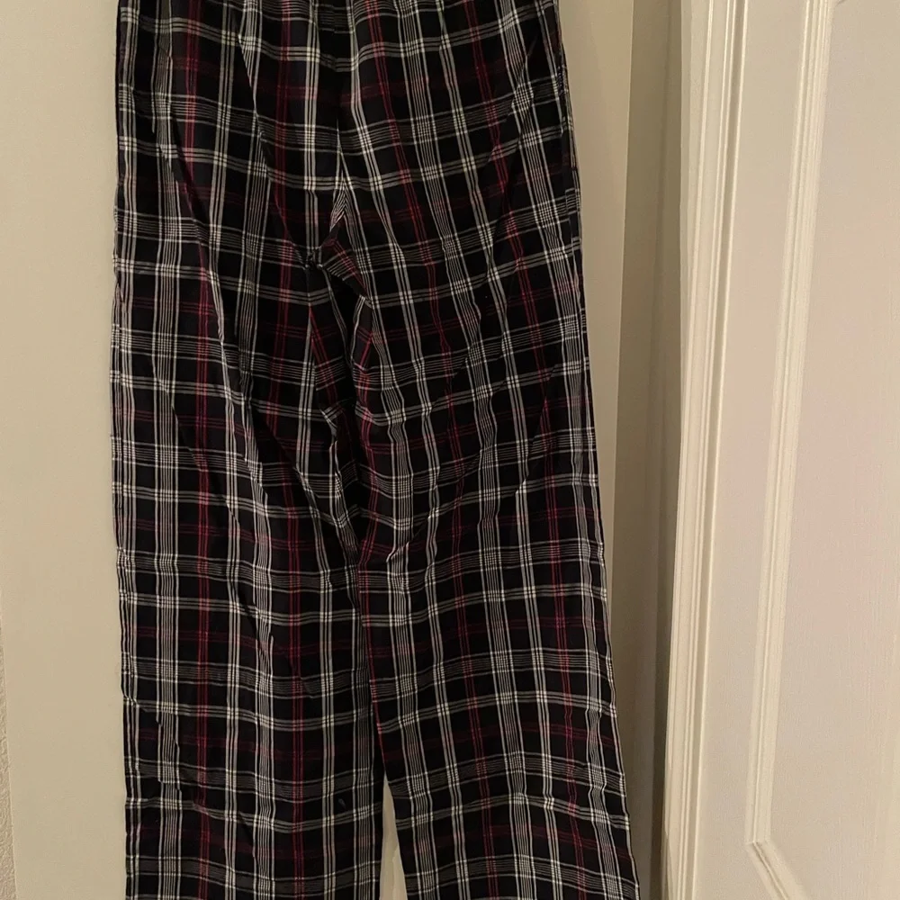 Merona Unisex-Cotton Pajama Bottoms Plaid High Rise Lightweight Black/White/Red