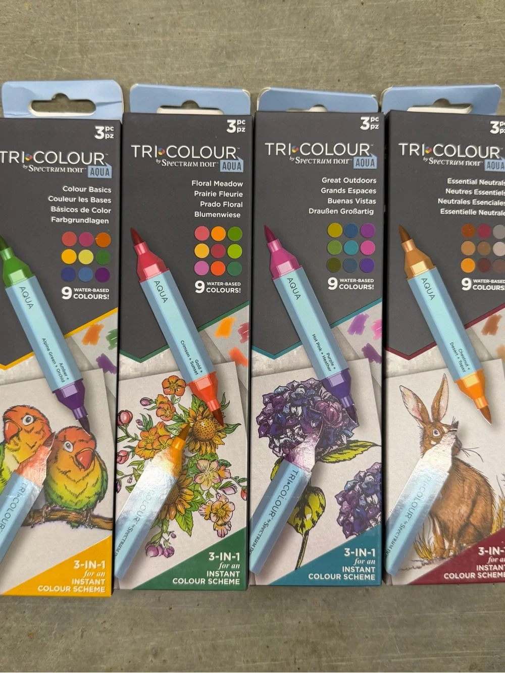 Tri-Colour Aqua Water-Based Markers - Assorted Colors (Pack)