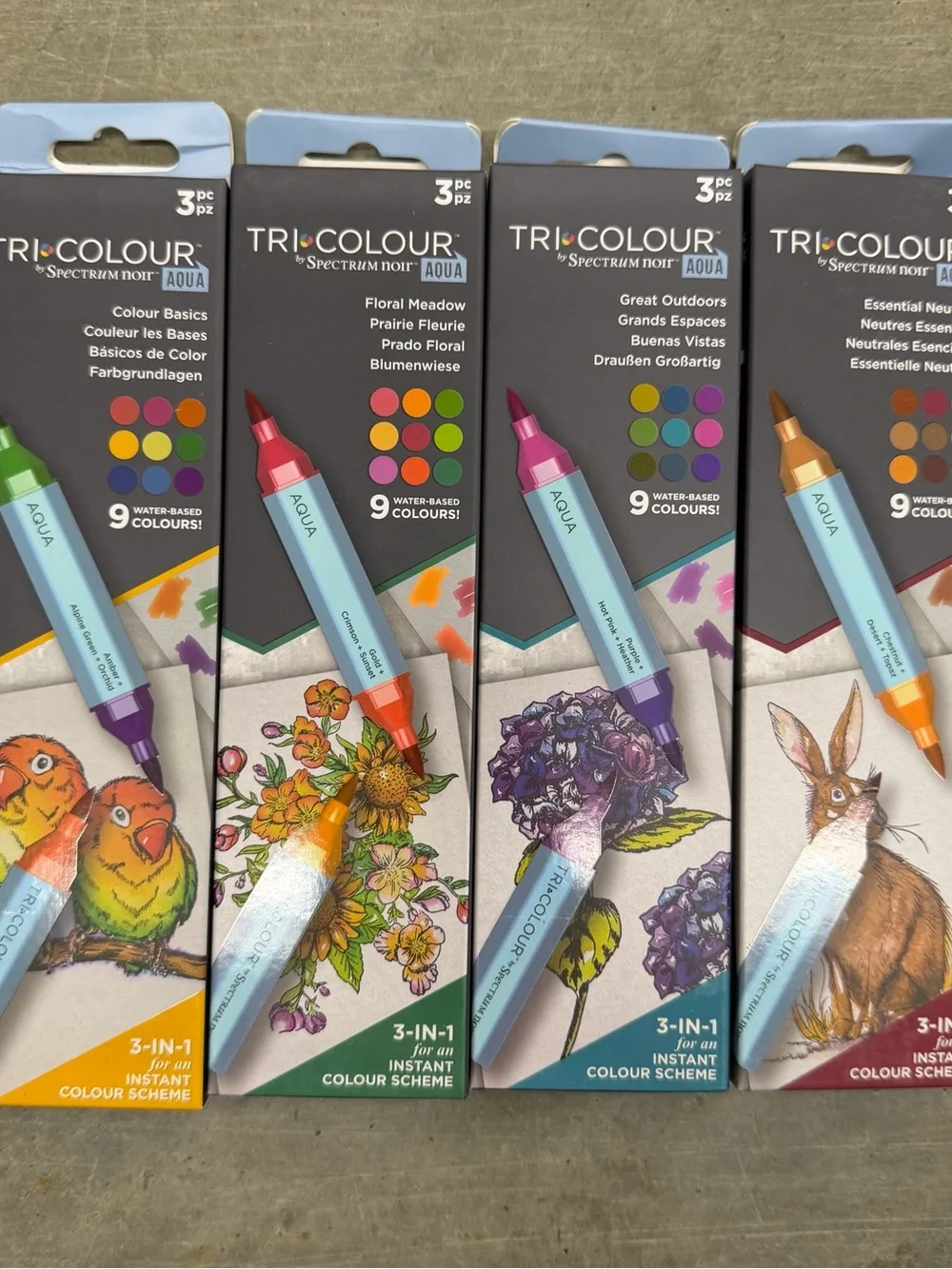Tri-Colour Aqua Water-Based Markers - Assorted Colors (Pack)