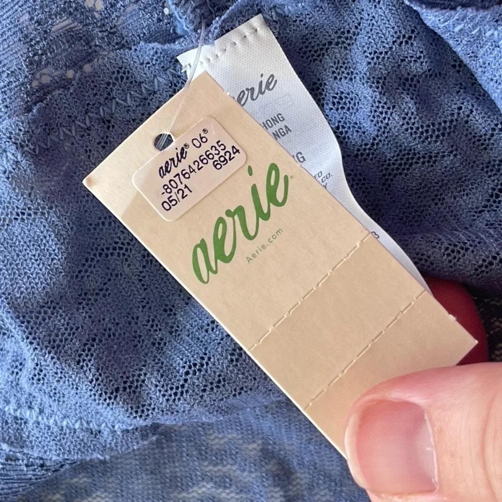 Aerie nwt blue lace thong panties