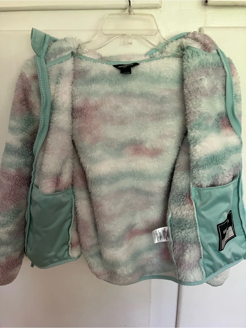 Eddie Bauer Kids Pastel Tie-Dye Fleece Jacket in Mint, Pink & White