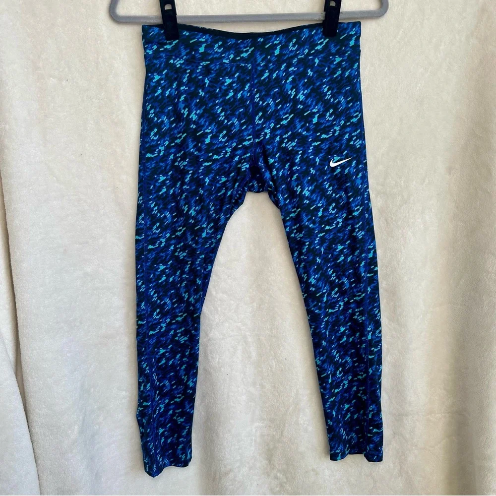 Women's Nike Dri-Fit Blue And Black‎ Leggings Size Small EUC