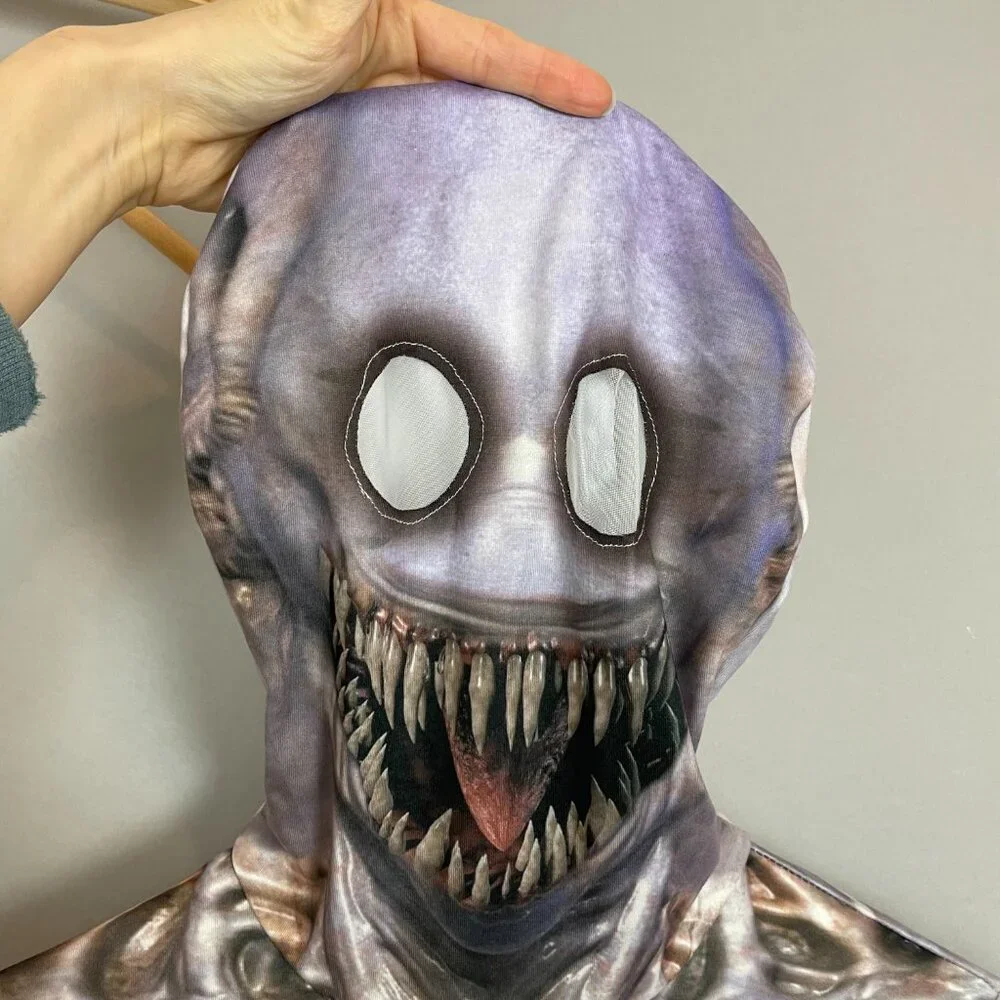 Skeleton Monster Halloween Costume Child Boy Mask Full Bodysuit Size‎ Medium Zip