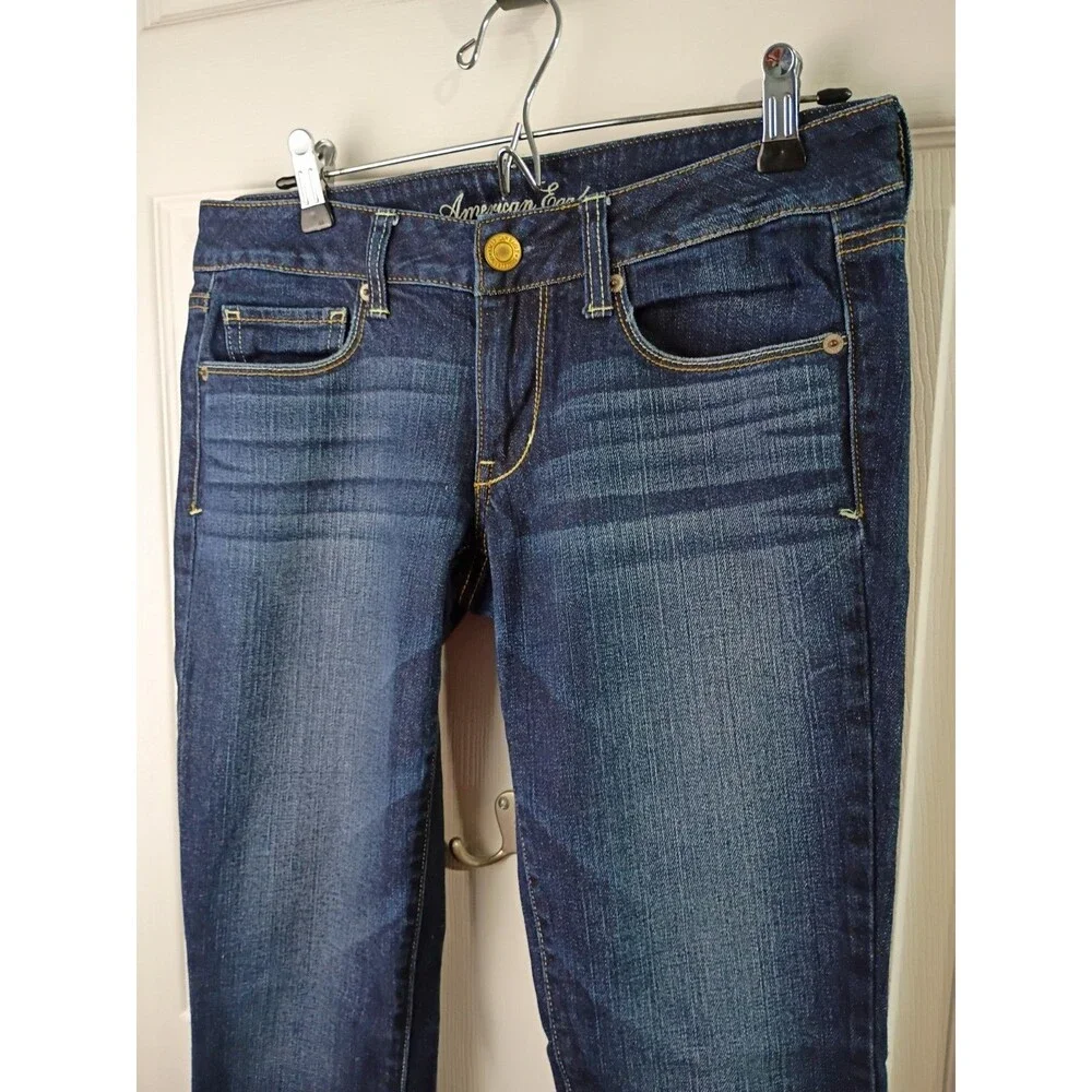 American Eagle Woman 6 Denim Blue Jeans Low Rise Skinny Stretch Norm Core