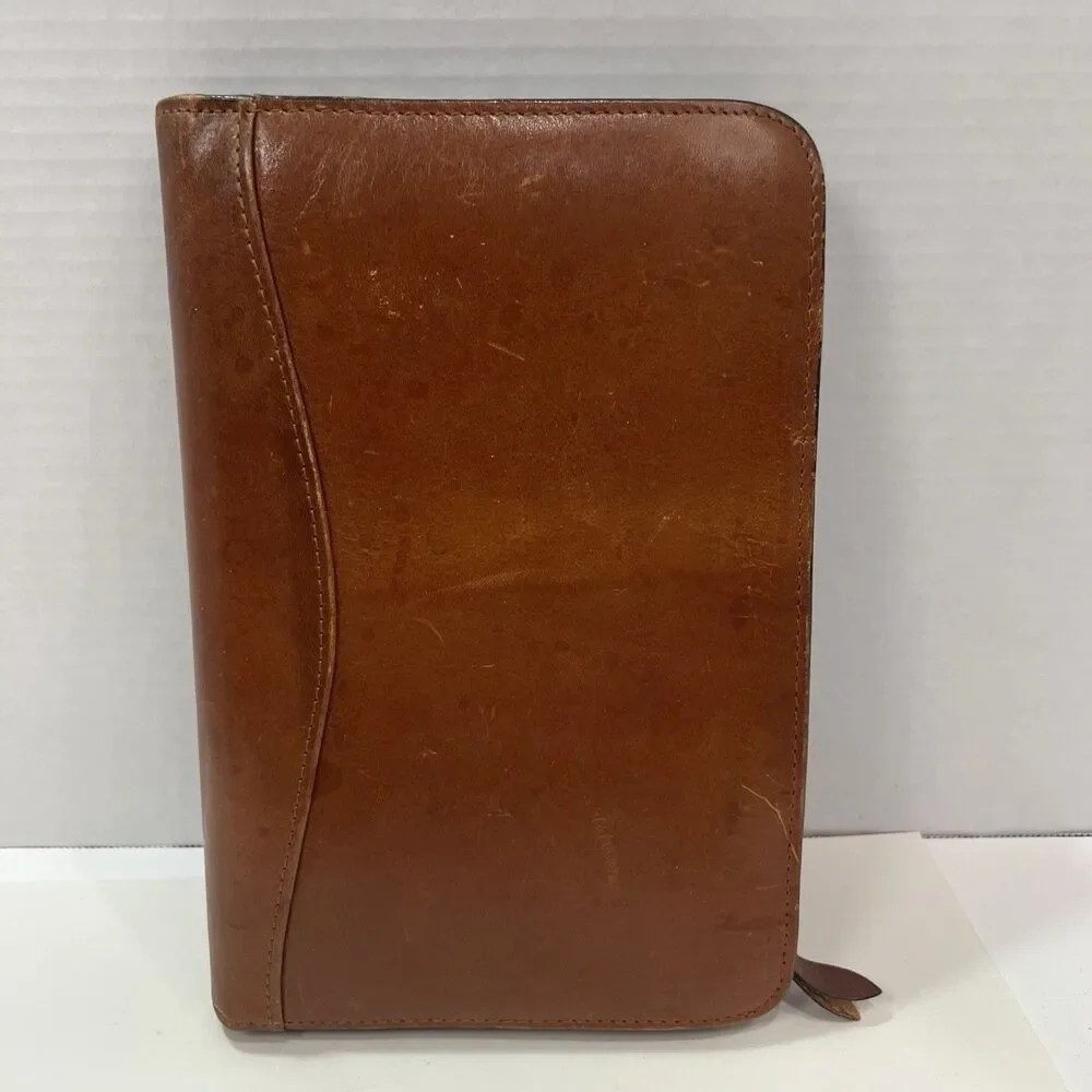 Scully Medium Planner/Address Book Brown Leather Zippered 9.5” X 6” 2010