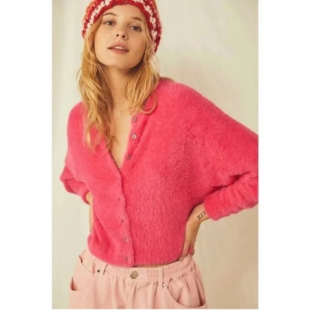 Free People One Allegra Cardi Hot Pink