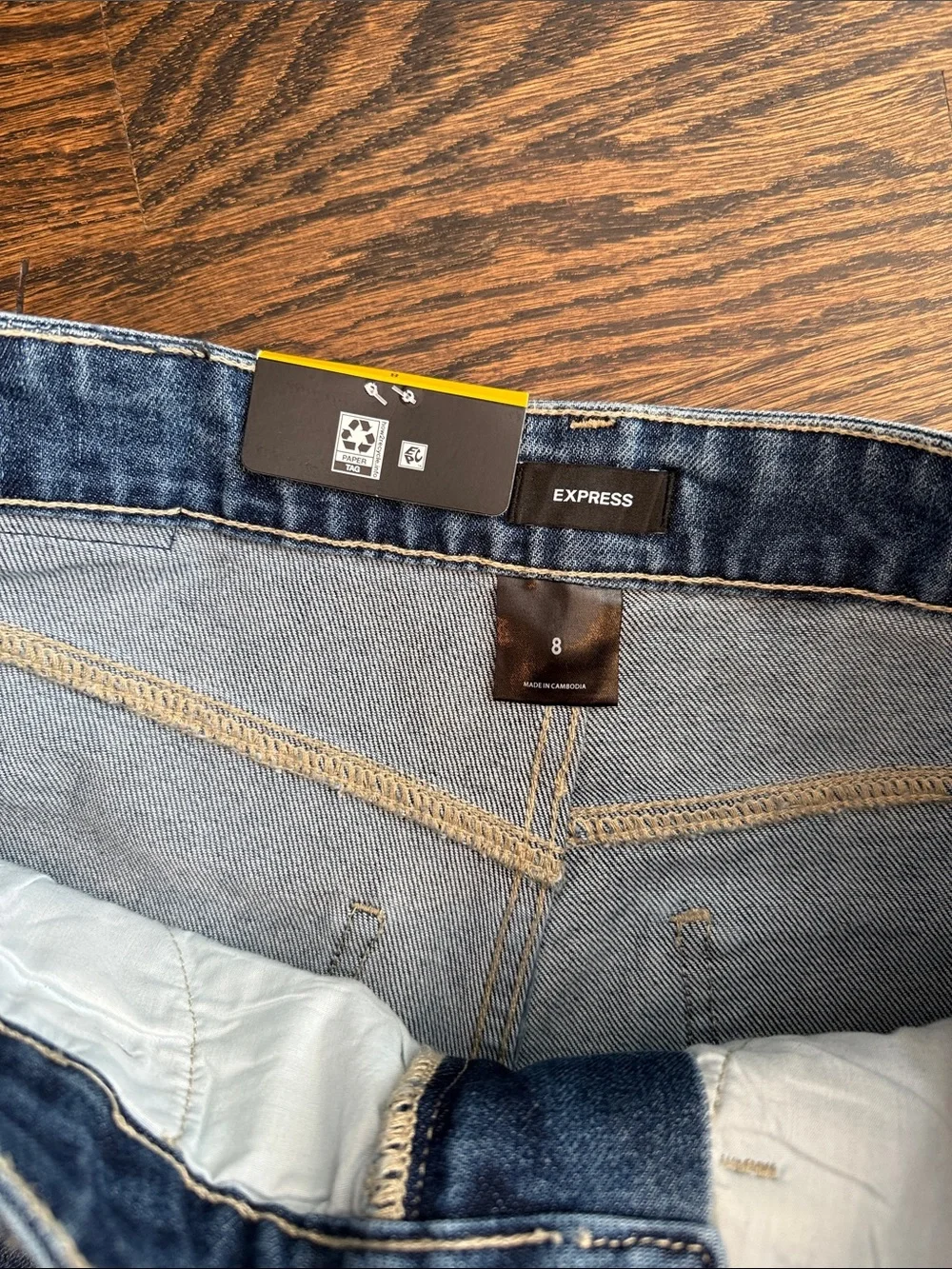 Woman’s  rhinestone express size 8 Medium wash Blue Bootcut Jeans